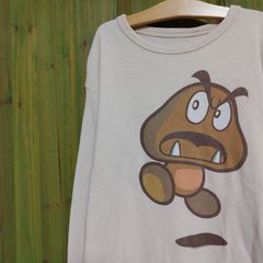 スーパーマリオブラザーズ SUPER MARIO BROS.  クリボー 2007年コピーライト入り正規品  ロンT 長袖Tシャツ  バックプリント