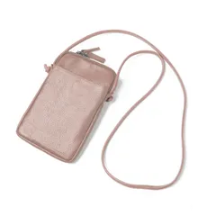 【在庫処分】[ブランポム] スマホポーチ レディース 本革 定期入れ ICカード ポシェット スマホポシェット 携帯入れ ショルダー パスケース 縦型 シンプル 薄型 ミニマリスト 肩掛けカバン 軽量 斜め掛け bp-1063 (ピンク)