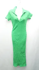 ◇ ZARA ザラ Vネック タイト ギャル オシャレ 半袖 ロング丈 ワンピース サイズM グリーン レディース E  【1308160049235】