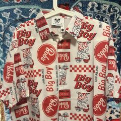 ハンバーグボーイ 柄シャツ 個性的 派手 お洒落 メンズ 新品 ハイデザイン BIGBOY Tシャツ 半袖シャツ 速乾 派手 お洒落 デザイン 夏 レトロ 個性的 奇抜  攻め 前衛的 ビンテージリプリント vintage riprint 古着