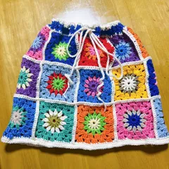ハンドメイド　グラニースクエア　ジャンパースカート　フリーサイズ ハンドメイド グラニースクエア ジャンパースカート