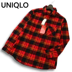 00s★Y2K【新品 未使用】 UNIQLO ユニクロ 秋冬 長袖 カラー フランネル チェック シャツ Sz.L　メンズ 赤 デッドストック★
