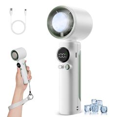 即納：TWhours ハンディファン【2025年革新モデル・-20℃瞬間冷却】携帯扇風機 冷感プレート付き 手持ち扇風機 1～100無段階風量調節 LEDディスプレイ 5000mAh大容量 長時間連続 Type-C 充電式 小型軽量 手持ち/卓上/携帯 ス 1