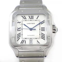カルティエ Cartier 腕時計 サントス ラージ LM WSSA0018 デイト ローマンインデックス スクエア オパライン文字盤 SS 自動巻き ブラウン カーフスキンベルト付き 【箱・保付き】 【中古】のサムネイル