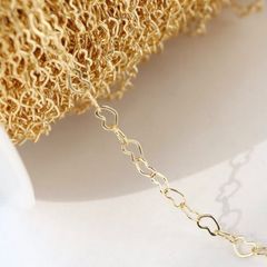 14KGF ハート チェーン アクセサリーチェーン ハンドメイド アクセサリー パーツ 切り売り 30cm