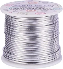 BENECREAT カラーアルミワイヤー アルミ線 アーティスティックワイヤー 直径2mm全長約30m クラフト ビーズ手芸 副資材(銀色,  2mm)