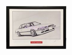 ホンダ　プレリュード2.0Si【鉛筆画】名車 旧車 オールドカー ノスタルジックカー イラスト 絵画 デッサン 絵　A4サイズ   額付き 作者直筆サイン入り 車好き 男性 向け バースデー  定年退職祝い ギフト プレゼント に