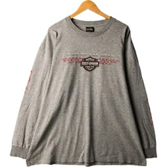 古着 00年代 ハーレーダビッドソン Harley-Davidson ファイヤーパターン ロングTシャツ ロンT USA製 メンズXXL相当/evb007534
