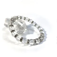 水晶 パワーストーン ブレスレット  8mm 4月 誕生石 （シルバー）メンズ・レディース　男性・女性　数珠ブレス　開運  [m]