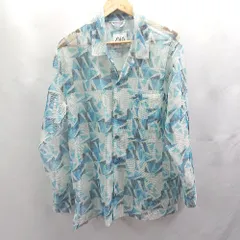 ◇ ⊂ ZARA ザラ 総柄 シースルー 長袖 シャツ サイズM ブルー系 レディース E  【1503310004533】