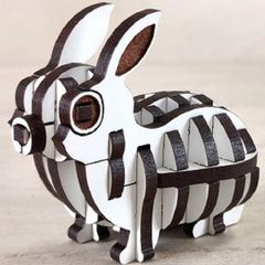 パズル造形　ミニチュア動物「ウサギ」　シート貼りＭＤＦスーパーホワイト（白）