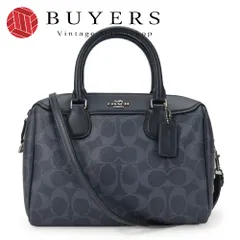 【中古】 コーチ ハンドバッグ F78263 シグネチャー レザー ネイビー シルバー金具 ミニボストン 2WAY ショルダー レディース 女性 COACH