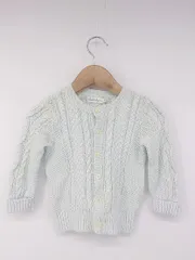 ◇ RALPH LAUREN コットン ケーブルニット キッズ ベビー 長袖 カーディガン サイズ80 ライトブルー レディース P  【1308090004618】