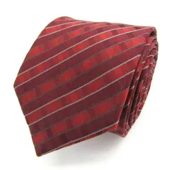 フランコバレンチノ ブランド ネクタイ ストライプ柄 シルク PO  メンズ ワインレッド FRANCO VALENTINO 【中古】