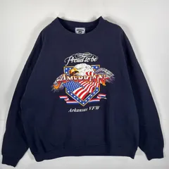 古着 90's/90年代 リー Lee USA製 スウェット ラバープリント コピーライト ワシ 大判 クルーネック 2X  ネイビー メンズ
