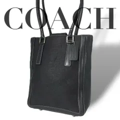 良品 5023 COACH コーチ トートバッグ キャンバス レザー ブラック