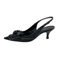 DIANA(ダイアナ) サンダル 22 1/2 レディース 黒 リボン レザー