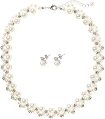 [MORE AUNI] 結婚式 お呼ばれ コットン パール レディース フォーマル アクセサリー ヘア ネックレス ピアス ロング ペンダント イヤリング 2次会 お宮参り 謝恩会 食事会 女子会 BNR-017 (ピアスセッ [ピアスセット / B-017]