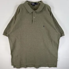 古着 90's/90年代 ポロバイラルフローレン Polo by Ralph Lauren 鹿の子 半袖 ポロシャツ ワンポイント ロゴ 刺繍 2ボタン 大きいサイズ XXL  グリーン系 無地 メンズ
