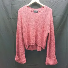 ◇ MICOAMERI Vネック　ケーブル　シンプル 長袖 ニット サイズF ピンク系 レディース E 【1301260047606】