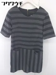 ◇ AMERICAN RAG CIE アメリカンラグシー ボーダー ストライプ 半袖 ミニ ワンピース サイズF グレー ブラック レディース  【中古】 【1112020010385】