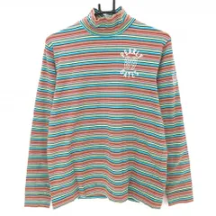 パーリーゲイツ 長袖ハイネックシャツ ブラウン×ライトブルー ボーダー  メンズ 4(M) ゴルフウェア PEARLY GATES