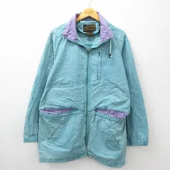 L/古着 エディーバウアー 長袖 ジャケット メンズ 90s ロング丈 コットン 青緑他 24sep21 中古 アウター ジャンパー ブルゾン