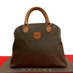 極 美品 CELINE セリーヌ ヴィンテージ マカダム ブラゾン トリオンフ 柄 レザー ハンドバッグ ミニ トートバッグ ブラウン 43321