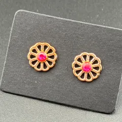 【新品】樹脂ピアス 両耳セット 金属アレルギー対応 樹脂キャッチ付◆ゴールド ピンク 大きめ ラインストーン キラキラ チャーム◆ワンポイント スタッドピアス◆ 樹脂ポスト 軽量 シンプル デザイン