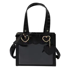 いたばっく いたばっぐ ホワイト ブラック 白 黒 クロコ柄 クロコ ショルダーバッグ いたば ショルダー ロリータ ハート ハンドバッグ トートバッグ トート 2WAY ミニ 可愛い 小さめ 痛バック 痛バ 痛バッグ [ハルジオ]