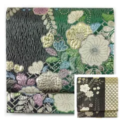 【専用です】袋帯 現代物 未使用品 未使用品 袋帯 逸品袋帯 リバーシブル袋帯 正絹 全通柄 縞絞り 黄八縞