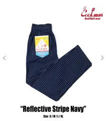 SALE  ロングパンツ COOKMAN/クックマン　Long Chef Pants シェフパンツ「Reflective Stripe Navy」リフレクティブ ストライプ　リフレクター　ネイビー（ユニセックス）