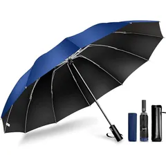 【超大サイズ・12本骨】 折りたたみ傘 ワンタッチ自動開閉 メンズ傘 大きい 逆折り式 折り畳み傘 風に強い テフロン加工 耐風撥水 丈夫耐久 折りたたみ日傘 遮光遮熱 UVカット 晴雨兼用傘 梅雨対策 台風対応 豪雨対応 メンズ レディース 収納ポーチ付 1