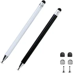 【在庫処分】YIXINLYMY タッチペン 2 in 1 スタイラスペン 2本セット（黒＋白） 高感度 高精度 充電不要 アイフォン ペン iPad iPhone Android タブレット(PC) スマホ 対応 高感度交換用ペン先付き(2ディスク＋2