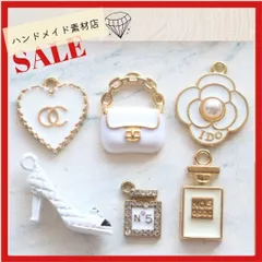 【6個】ハート 鞄 ハンドバッグ カメリア 5番 ストーン 香水瓶 ハイヒール アパレル ゴールド系 素材 資材 アクセサリー製作 デコパーツ