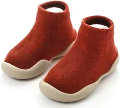 Petit Tummy 三児のママ保育士推奨 ファーストシューズ ベビースニーカー 滑り防止 室内履き 室外兼用 ベビーシューズ ソックスシューズ 赤ちゃん 男の子 女の子 ルームシューズ(レッド,  12.5 cm)