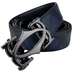 新品 アウトレット ベルト メンズ 本革 ブランド レザーベルト 革ベルト オートロック 穴なし 無段階 紳士 カジュアル ゴルフ ネイビー OMBU-460bk-NV-M4