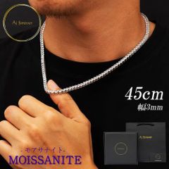 モアサナイトテニスネックレス 3mm幅 45cm メンズ ラッパー
