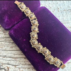 【ブレス】ダマスキナード　花ブレス　金工細工　象嵌　60’sスペインヴィンテージ　トレド　伝統工芸