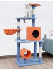 【大型】カラフル木製キャットタワー 多層一体型 猫用遊び場／猫ハウス付き爬架