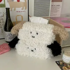 ティッシュケース コンパクト 犬 ぬいぐるみ 犬型 いぬ 動物 かわいい おしゃれ オシャレ 韓国 収納 ティッシュカバー モノトーン インテリア 北欧風 車 キャラクター 動物 おもしろ 横型 Y2K レトロ ブラック 黒 カーキ 茶色