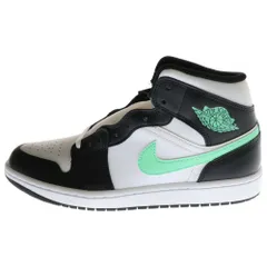 NIKE (ナイキ) AIR JORDAN 1 MID エアジョーダン1 ミッドカットスニーカー シューズ ブラック/ホワイト/ライトグリーン US9.5/27.5cm DQ8426-103