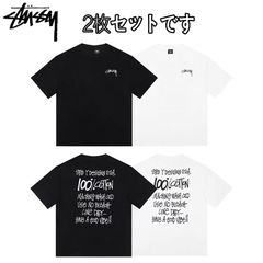 【2枚特価】STUSSY（ステューシー）100%英字ロゴプリントTシャツ アルファベットデザイン メンズ 半袖 男女兼用