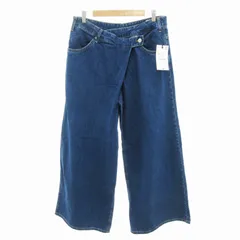 ザラ ZARA タグ付き ハイウエストクロスオーバーサイズジーンズ デニムパンツ ワイド 40 インディゴブルー 6045/040/401 /HO