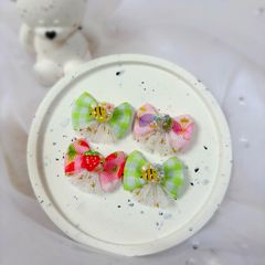 トリミングリボン 《A-001》 15ペア(30個) ちょうちょ ミツバチ いちご 蝶々 蜜蜂 苺 お花 花 チュール
