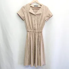 ◇ ⊂ SPIRALGIRL スパイラルガールガール フレアー 半袖 ひざ丈 シャツワンピース サイズF ベージュ系 レディース E  【1410100000838】