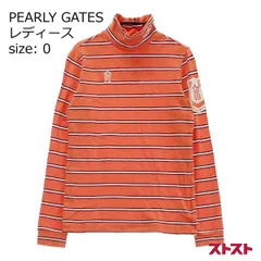 PEARLY GATES パーリーゲイツ ハイネック長袖Tシャツ ボーダー柄 オレンジ系 0 [240101135370]#