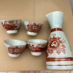 陶芸　手作り陶器　茶壺、赤絵牡丹図柄 陶芸 手作り陶器 茶壺、赤絵牡丹図柄
