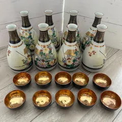 送料無料　明治～大正　古い九谷焼　松鶴梅図徳利一対　本金使用 送料無料 明治～大正 古い九谷焼 松鶴梅図徳利一対 本金使用