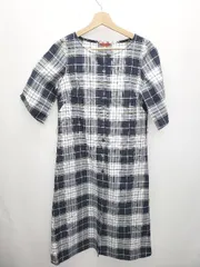 ◇ ◎ Yorkland ヨークランド チェック 五分袖 膝下丈 ワンピース サイズ7AR ネイビー ホワイト マルチ レディース P  【1408200008168】のサムネイル
